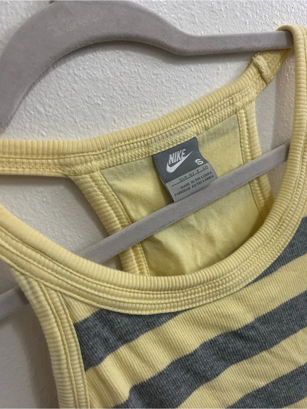 Nike striped ribbed tank top with built in shelf bra